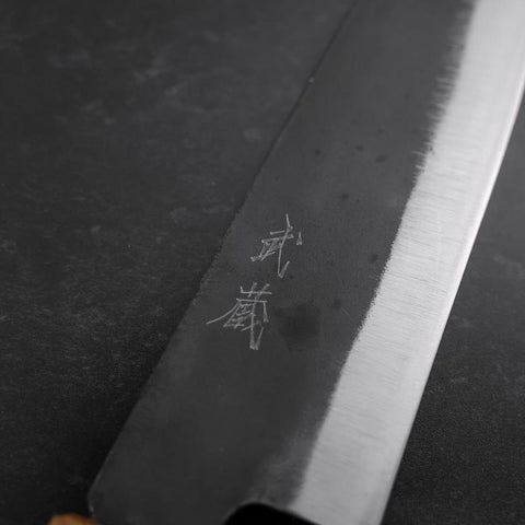 Santoku White steel #2 Kurouchi Yaki Urushi Griff 165mm-[Musashi]-[Japan-Küchenmesser]