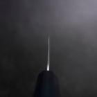 Santoku White Steel #2 Tsuchime Dunkelblauer Urushi Griff 165mm-[Musashi]-[Japan-Küchenmesser]