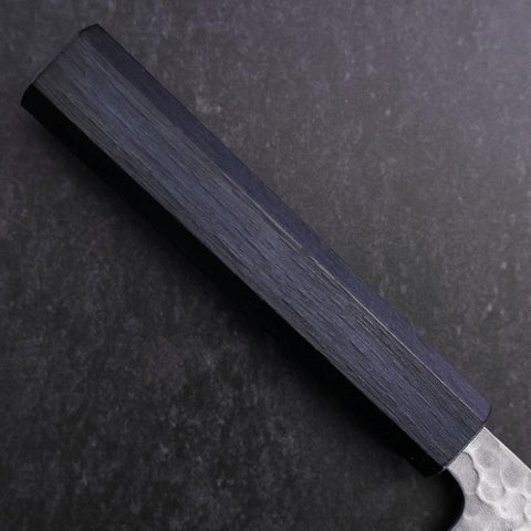 Santoku White Steel #2 Tsuchime Dunkelblauer Urushi Griff 165mm-[Musashi]-[Japan-Küchenmesser]