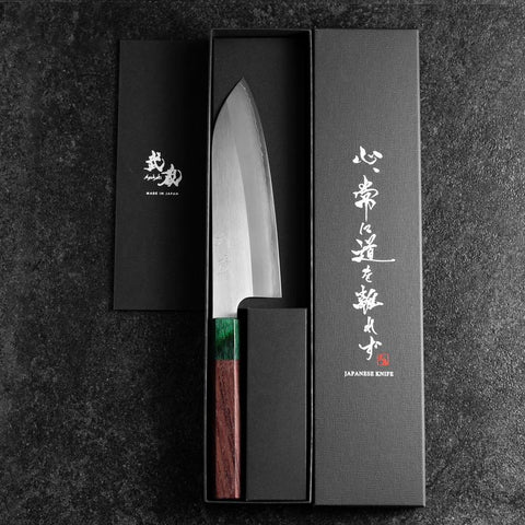 Santoku ZDP-189 Poliert Grüner Rosenholz Griff 165mm-[Musashi]-[Japan-Küchenmesser]