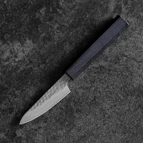 Schälmesser White Steel #2 Tsuchime Dunkelblauer Urushi Griff 80mm-[Musashi]-[Japan-Küchenmesser]