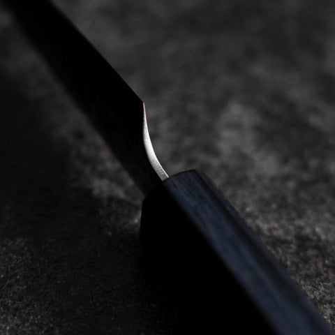 Schälmesser White Steel #2 Tsuchime Dunkelblauer Urushi Griff 80mm-[Musashi]-[Japan-Küchenmesser]