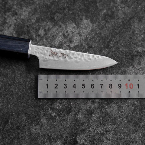 Schälmesser White Steel #2 Tsuchime Dunkelblauer Urushi Griff 80mm-[Musashi]-[Japan-Küchenmesser]