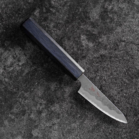 Schälmesser White Steel #2 Tsuchime Dunkelblauer Urushi Griff 80mm-[Musashi]-[Japan-Küchenmesser]