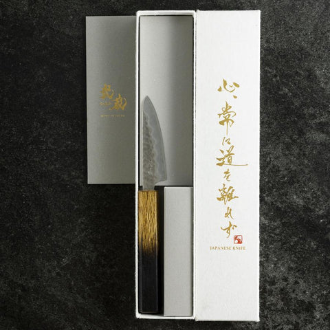 Schälmesser White Steel #2 Tsuchime Yaki Urushi Griff 80mm-[Musashi]-[Japan-Küchenmesser]