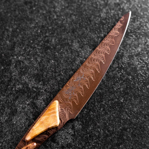 Steakmesser VG-10 Kagami Damast Ahornholz Griff 100mm - Braun-[Musashi]-[Japan-Küchenmesser]