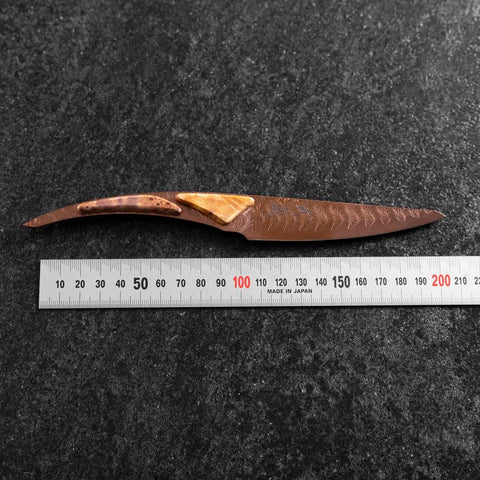 Steakmesser VG-10 Kagami Damast Ahornholz Griff 100mm - Braun-[Musashi]-[Japan-Küchenmesser]