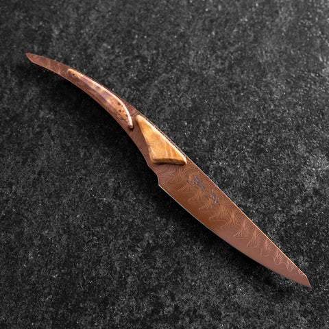 Steakmesser VG-10 Kagami Damast Ahornholz Griff 100mm - Braun-[Musashi]-[Japan-Küchenmesser]