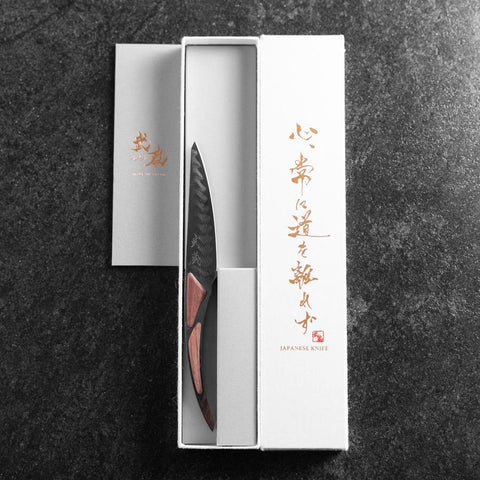 Steakmesser VG-10 Kagami Damast Ahornholz Griff 100mm - Schwarz-[Musashi]-[Japan-Küchenmesser]