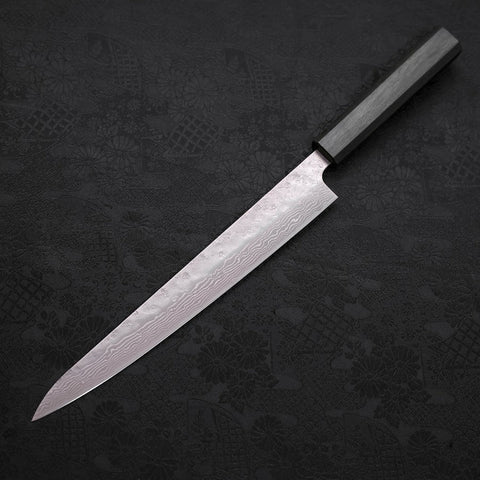 Sujihiki AUS-10 Nashiji Damast Grüner Urushi-Griff 240mm-[Musashi]-[Japan-Küchenmesser]