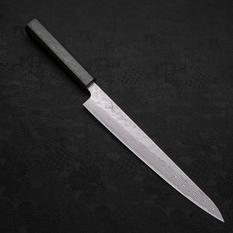 Sujihiki AUS-10, Nashiji Damast Urushi Griff in Grün, 240mm-[Musashi]-[Japan-Küchenmesser]