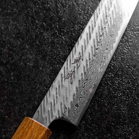 Sujihiki AUS-10 Nawame Damast Yaki Urushi Griff 240mm-[Musashi]-[Japan-Küchenmesser]