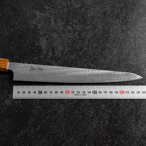 Sujihiki AUS-10 Nawame Damast Yaki Urushi Griff 240mm-[Musashi]-[Japan-Küchenmesser]