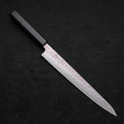 Sujihiki AUS-10 Tsuchime Damascus Dark Blue Urushi Handle 240mm (9.4”)-[Musashi]-[Japan-Küchenmesser]