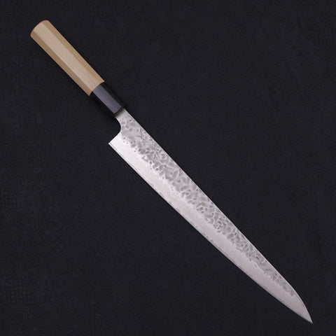 Sujihiki AUS-10 Tsuchime Damast Büffelhorn und Magnolienholz Griff 270mm-[Musashi]-[Japan-Küchenmesser]
