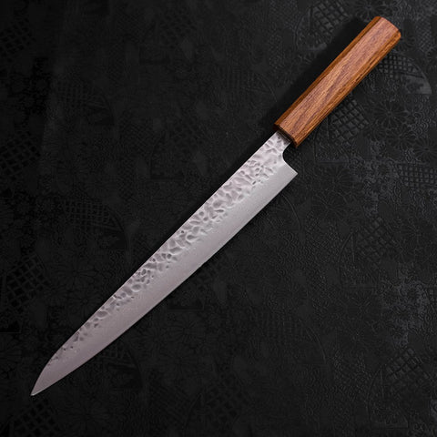 Sujihiki AUS-10 Tsuchime Damast Eichenholz Griff 240mm-[Musashi]-[Japan-Küchenmesser]