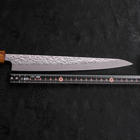 Sujihiki AUS-10 Tsuchime Damast Eichenholz Griff 240mm-[Musashi]-[Japan-Küchenmesser]