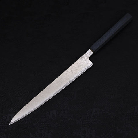 Sujihiki AUS-10 Wellen-Damast Dunkelblauer Urushi Griff 240mm-[Musashi]-[Japan-Küchenmesser]