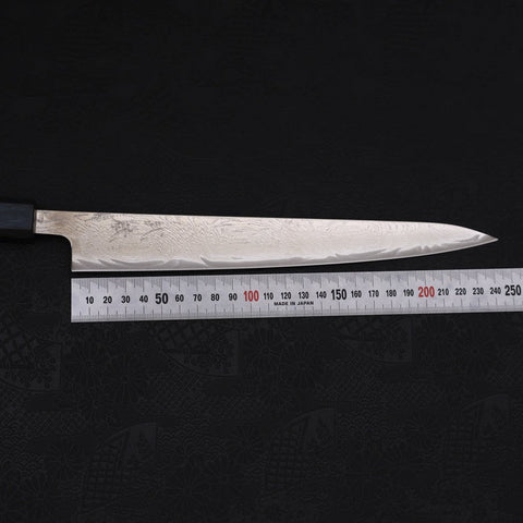 Sujihiki AUS-10 Wellen-Damast Dunkelblauer Urushi Griff 240mm-[Musashi]-[Japan-Küchenmesser]