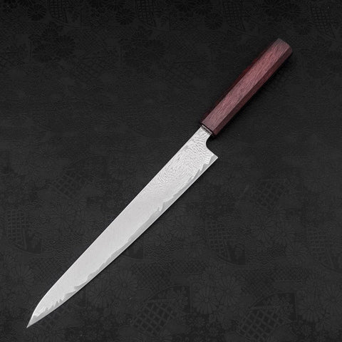 Sujihiki AUS-10 Wellen-Damast Lila Urushi Griff 240mm-[Musashi]-[Japan-Küchenmesser]