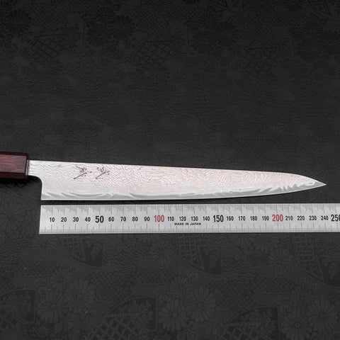 Sujihiki AUS-10 Wellen-Damast Lila Urushi Griff 240mm-[Musashi]-[Japan-Küchenmesser]