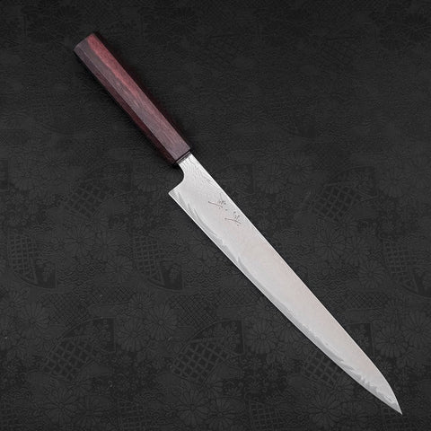 Sujihiki AUS-10 Wellen-Damast Lila Urushi Griff 240mm-[Musashi]-[Japan-Küchenmesser]