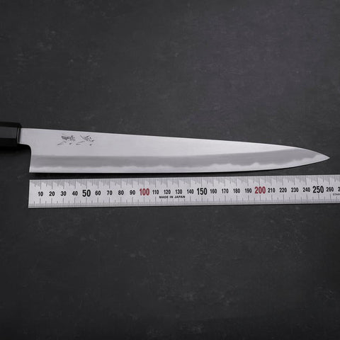 Sujihiki Blue Steel #1 Kasumi Büffelhorn und Ebenholz Griff 270mm-[Musashi]-[Japan-Küchenmesser]