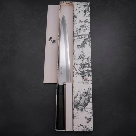 Sujihiki Blue Steel #1 Kasumi Büffelhorn und Ebenholz Griff 270mm-[Musashi]-[Japan-Küchenmesser]