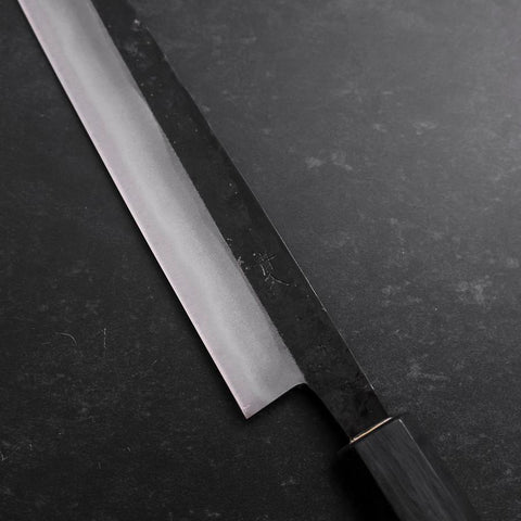 Sujihiki Blue Steel #2 Kurouchi Dunkelblauer Urushi Griff 210mm-[Musashi]-[Japan-Küchenmesser]