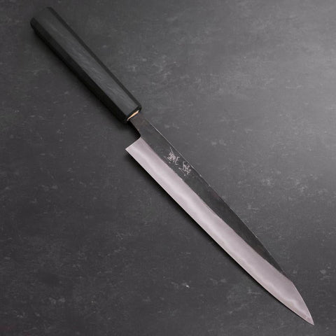 Sujihiki Blue Steel #2 Kurouchi Dunkelblauer Urushi Griff 210mm-[Musashi]-[Japan-Küchenmesser]