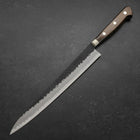 Sujihiki Edelstahlummantelung Blue Super Kurouchi Tsuchime Brauner Westlicher Griff 240mm-[Musashi]-[Japan-Küchenmesser]