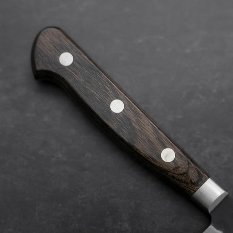Sujihiki Edelstahlummantelung Blue Super Kurouchi Tsuchime Brauner Westlicher Griff 240mm-[Musashi]-[Japan-Küchenmesser]