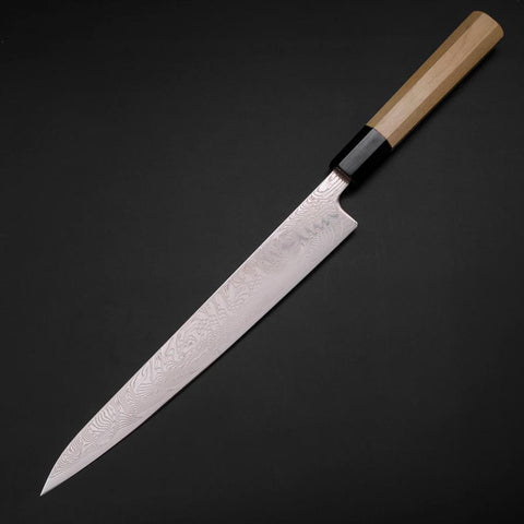 Sujihiki SLD Damast Büffelhorn und Magnolienholz Griff 240mm-[Musashi]-[Japan-Küchenmesser]