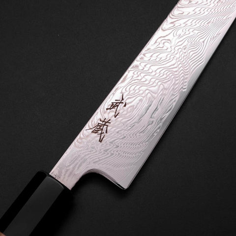 Sujihiki SLD Damast Büffelhorn und Magnolienholz Griff 240mm-[Musashi]-[Japan-Küchenmesser]