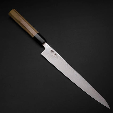 Sujihiki SLD Damast Büffelhorn und Magnolienholz Griff 240mm-[Musashi]-[Japan-Küchenmesser]