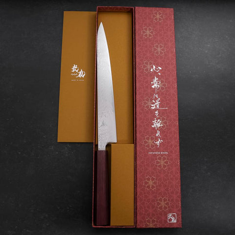 Sujihiki SLD Damast Urushi Griff in Lila 240mm-[Musashi]-[Japan-Küchenmesser]
