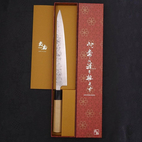 Sujihiki SLD Nashiji Washi Büffelhorn und Magnolienholz Griff 240mm-[Musashi]-[Japan-Küchenmesser]