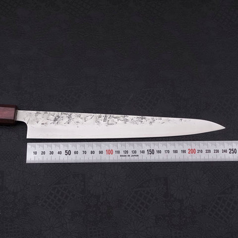 Sujihiki SLD Nashiji Washi Lila Urushi Griff 240mm-[Musashi]-[Japan-Küchenmesser]
