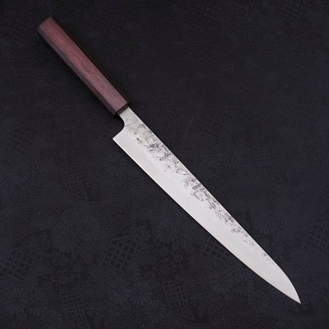 Sujihiki SLD Nashiji Washi Lila Urushi Griff 240mm-[Musashi]-[Japan-Küchenmesser]