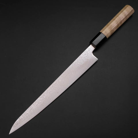 Sujihiki SLD Wellen Damast Büffelhorn und Magnolienholz Griff 240mm-[Musashi]-[Japan-Küchenmesser]