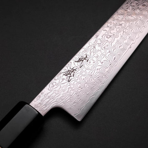Sujihiki SLD Wellen Damast Büffelhorn und Magnolienholz Griff 240mm-[Musashi]-[Japan-Küchenmesser]