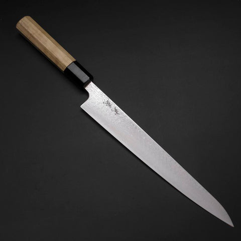 Sujihiki SLD Wellen Damast Büffelhorn und Magnolienholz Griff 240mm-[Musashi]-[Japan-Küchenmesser]