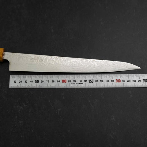 Sujihiki SLD Wellen Damast Eichenholz Griff 240mm-[Musashi]-[Japan-Küchenmesser]