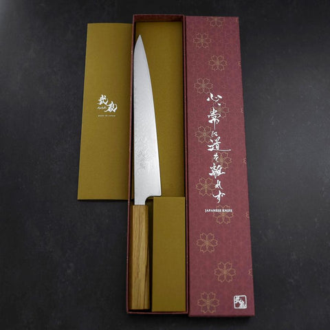 Sujihiki SLD Wellen Damast Eichenholz Griff 240mm-[Musashi]-[Japan-Küchenmesser]