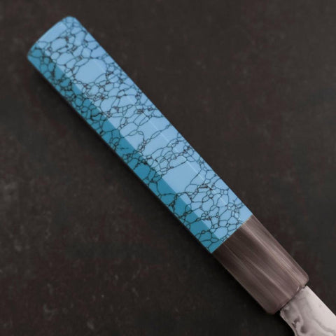 Sujihiki Silver Steel #3 Nickel Damascus Buffalo Turquoise Handle 270mm (10.6”)-[Musashi]-[Japan-Küchenmesser]