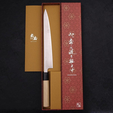 Sujihiki Silver Steel #3 Poliert Büffelhorn und Magnolienholz Griff 240mm-[Musashi]-[Japan-Küchenmesser]
