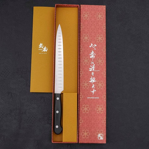 Sujihiki Silver Steel #3 Poliert Schwarzer Westlicher Griff 210mm-[Musashi]-[Japan-Küchenmesser]