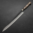 Sujihiki Stainless Clad Blue Super Kurouchi Tsuchime Western Brown Handle 240mm (9.4”)-[Musashi]-[Japan-Küchenmesser]