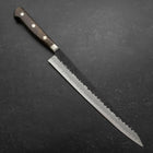 Sujihiki Stainless Clad Blue Super Kurouchi Tsuchime Western Brown Handle 240mm (9.4”)-[Musashi]-[Japan-Küchenmesser]