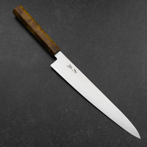Sujihiki VG-10 Damast Gelb-Brauner Birkenholz Griff 240mm-[Musashi]-[Japan-Küchenmesser]